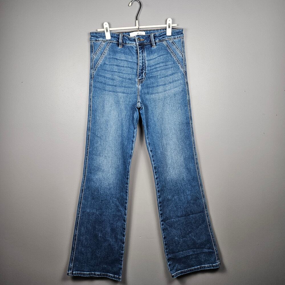 KanCan High Rise Flare Jeans Womens 11/29 Blue Stretch Denim Retro 70s Style‎
